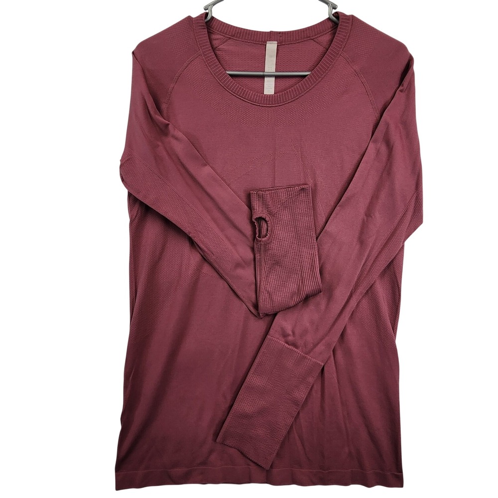 CRZ YOGA Maroon Seamless Long Sleeve Workout Top Thumbholes XL Active Athleisure